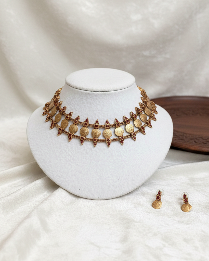 Double Row Ruby Kasu Choker NK-058