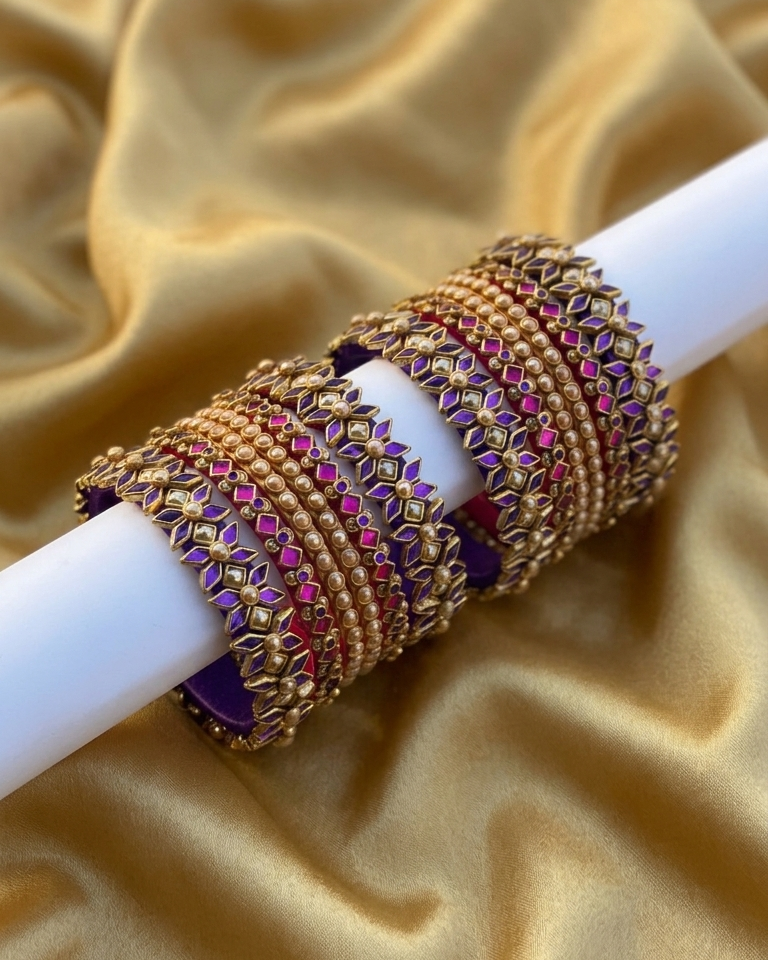 Royal Violet & Magenta Silk-Thread Bangle Set (Please read description before placing an order)