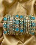 Sky Blue Royalty Kundan & Silk-Thread Bangle Set (Please read description before placing an order)