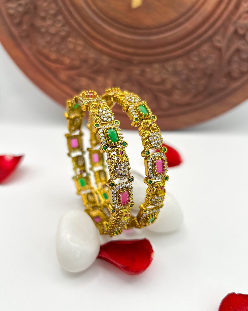 Elephant motif stone bangles BG-009
