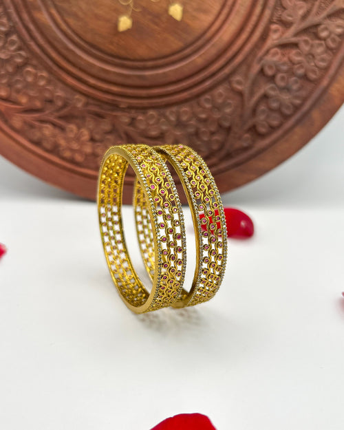 Filigree Gold Ruby Zircon bangles BG-002