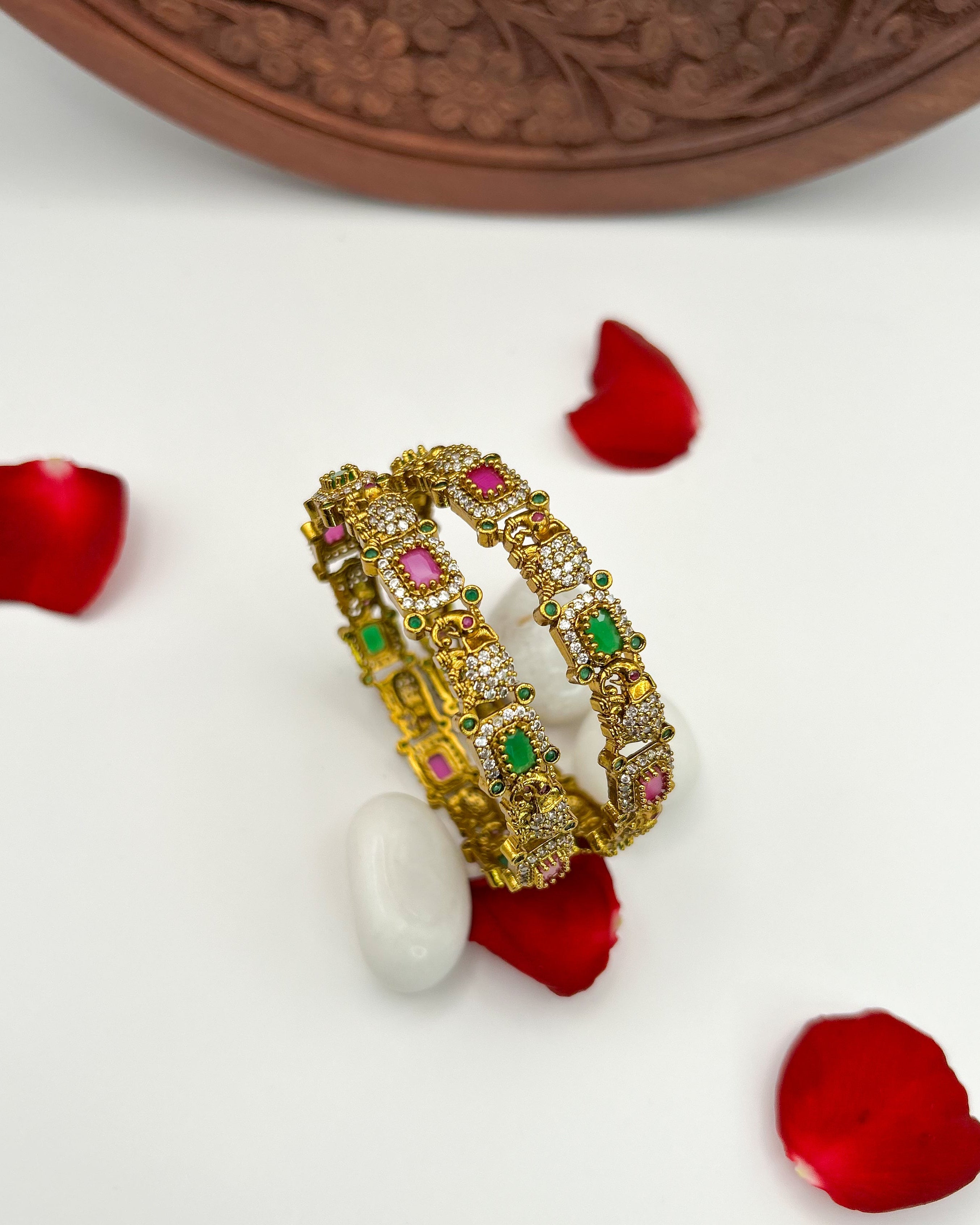 Elephant motif stone bangles BG-009