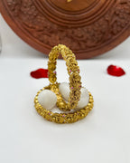 Lakshmi Motifs with red stones Bangles BG-014