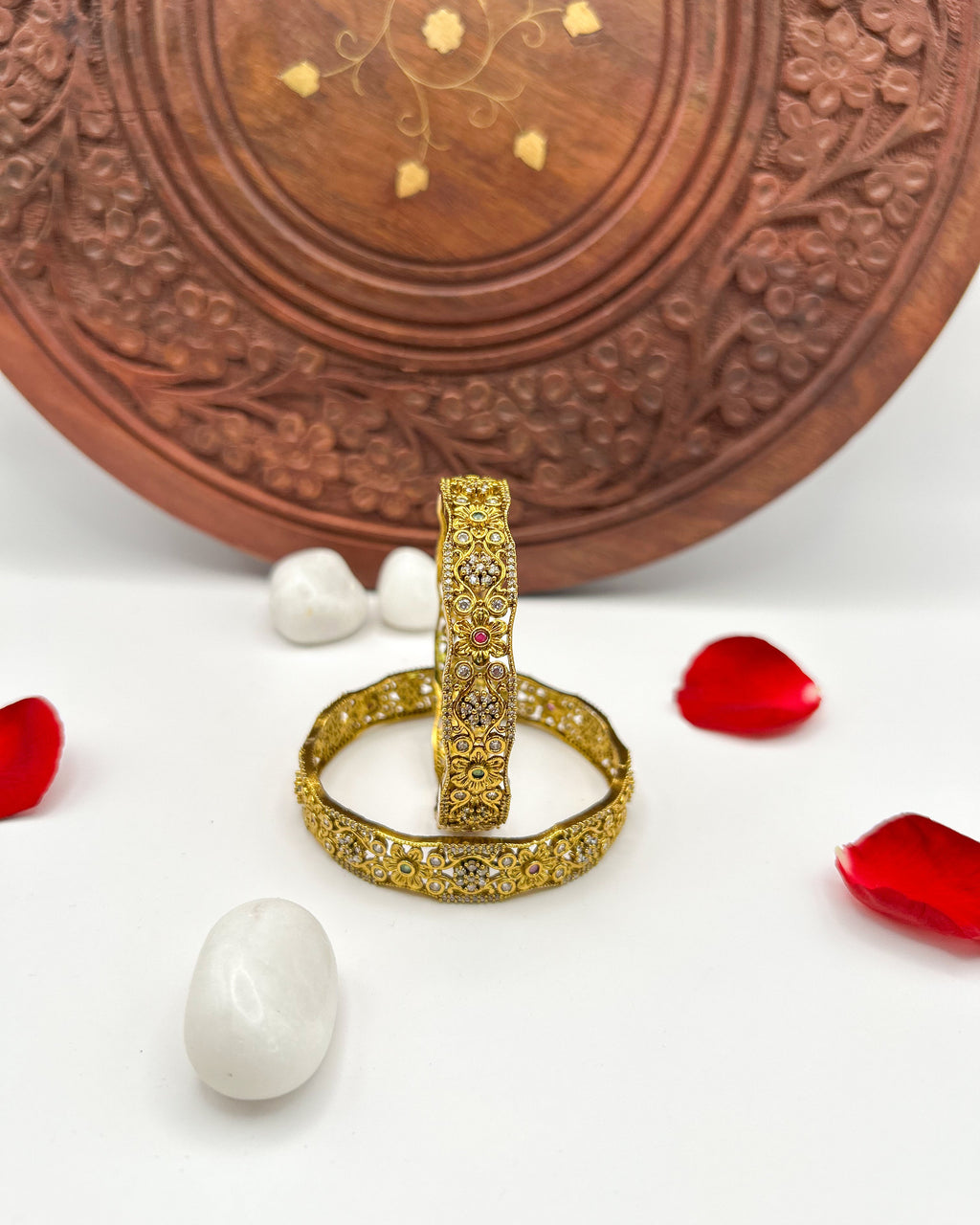 Floral antique stone bangles BG-006