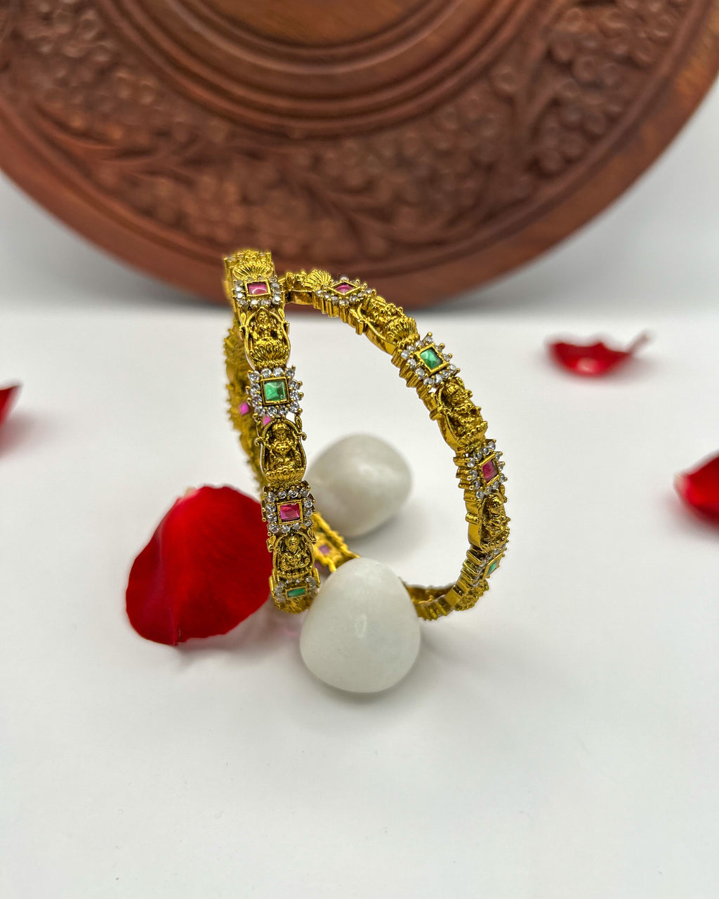 Lakshmi Red and green stone bangles BG-007