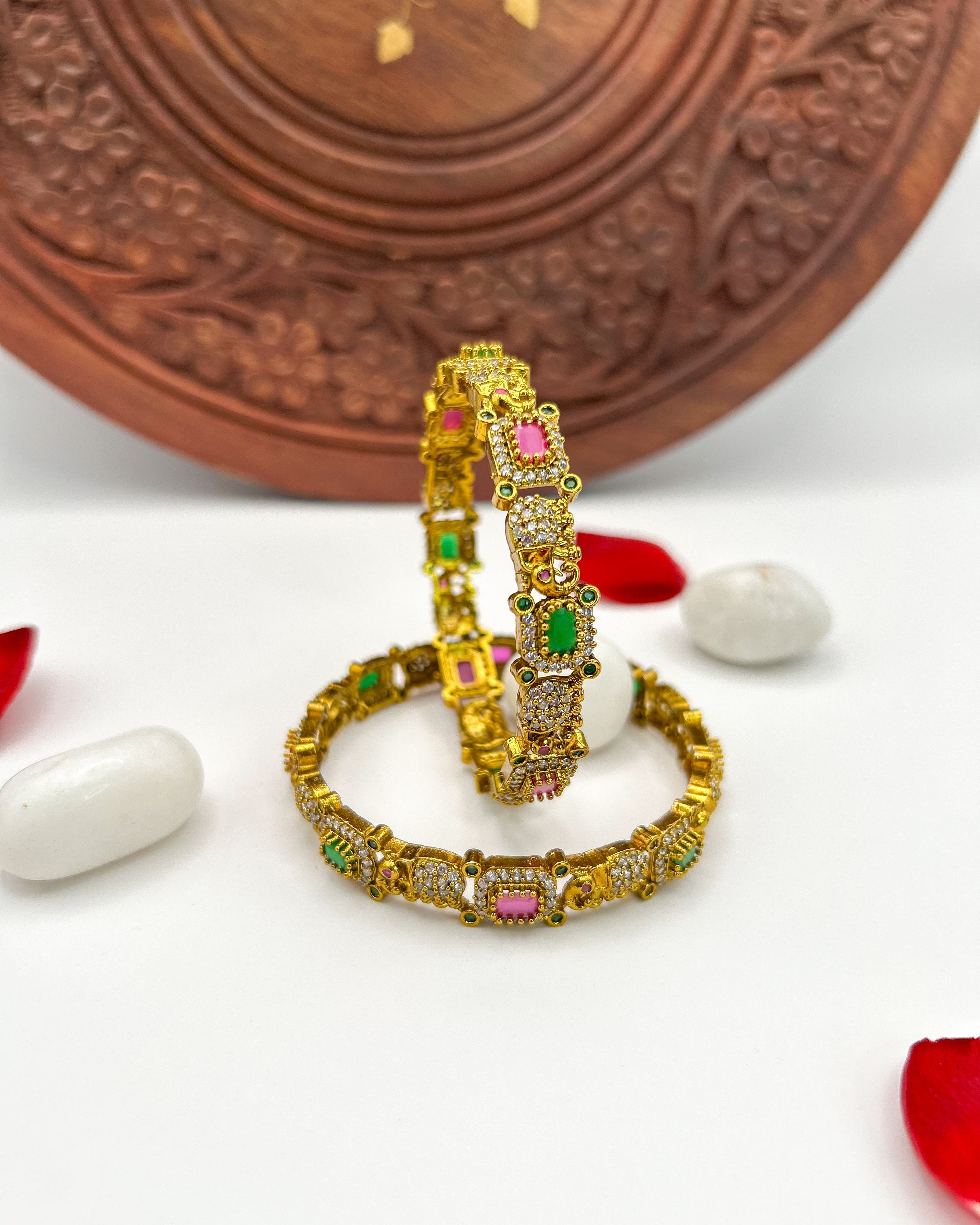 Elephant motif stone bangles BG-009