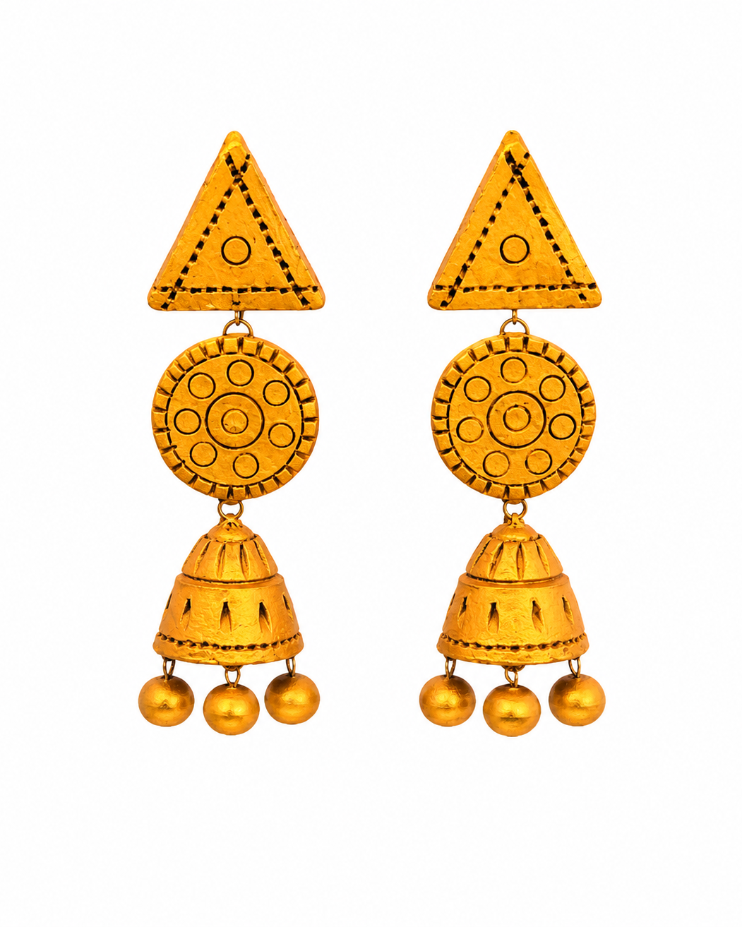 Antique Gold Terracotta Jhumkas ET-002