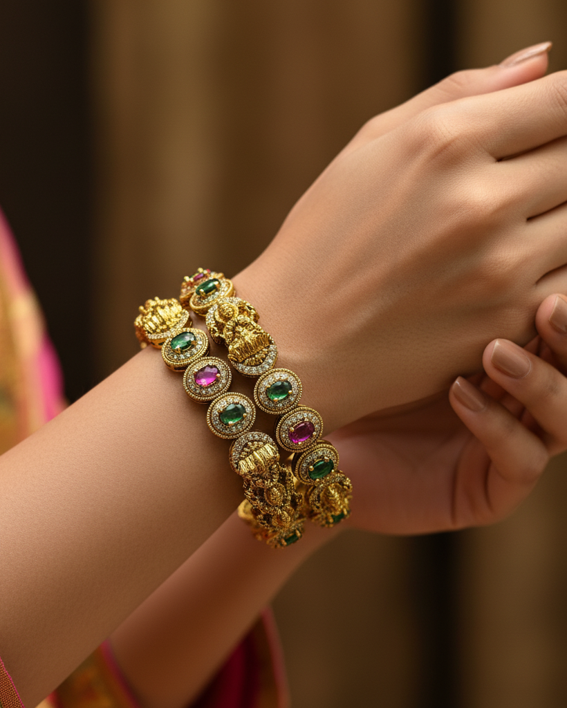 Lakshmi antique stone bangles BG-005