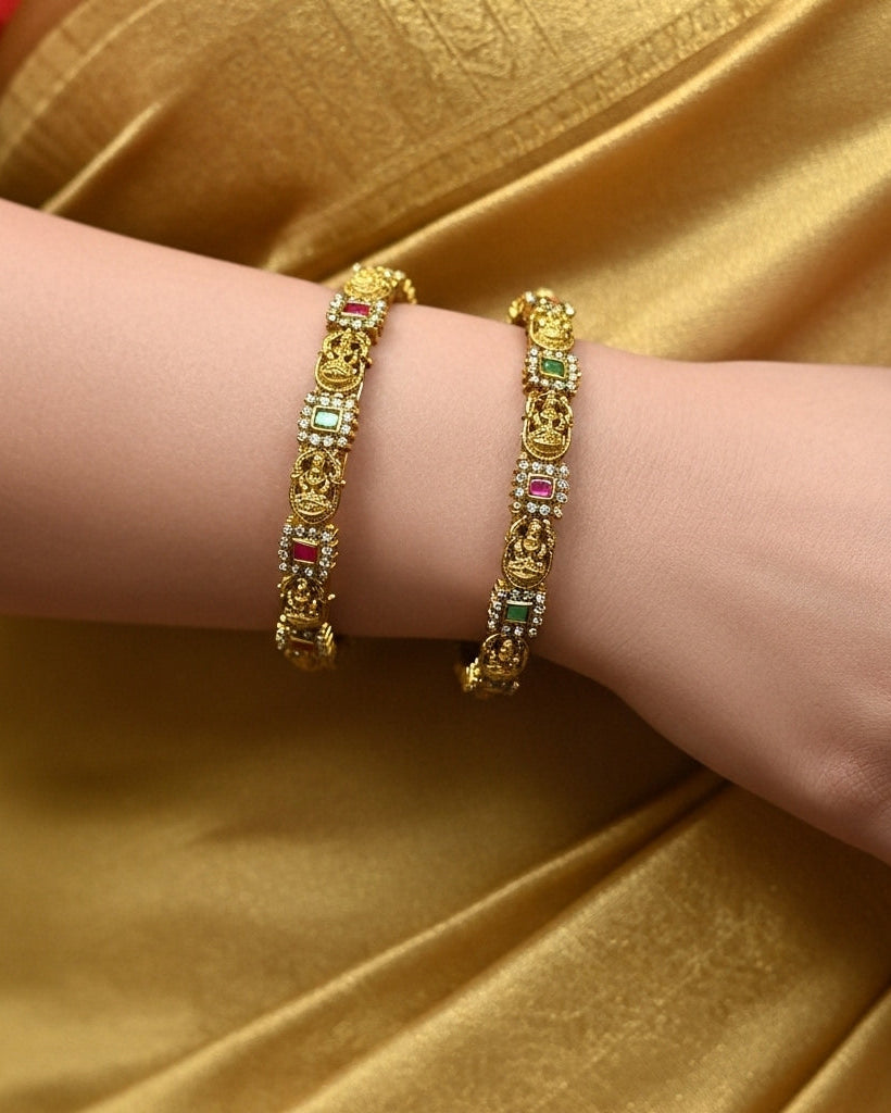 Lakshmi Red and green stone bangles BG-007