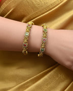 Lakshmi Red and green stone bangles BG-007