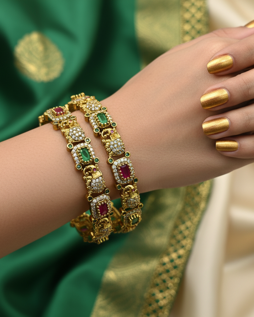 Elephant motif stone bangles BG-009