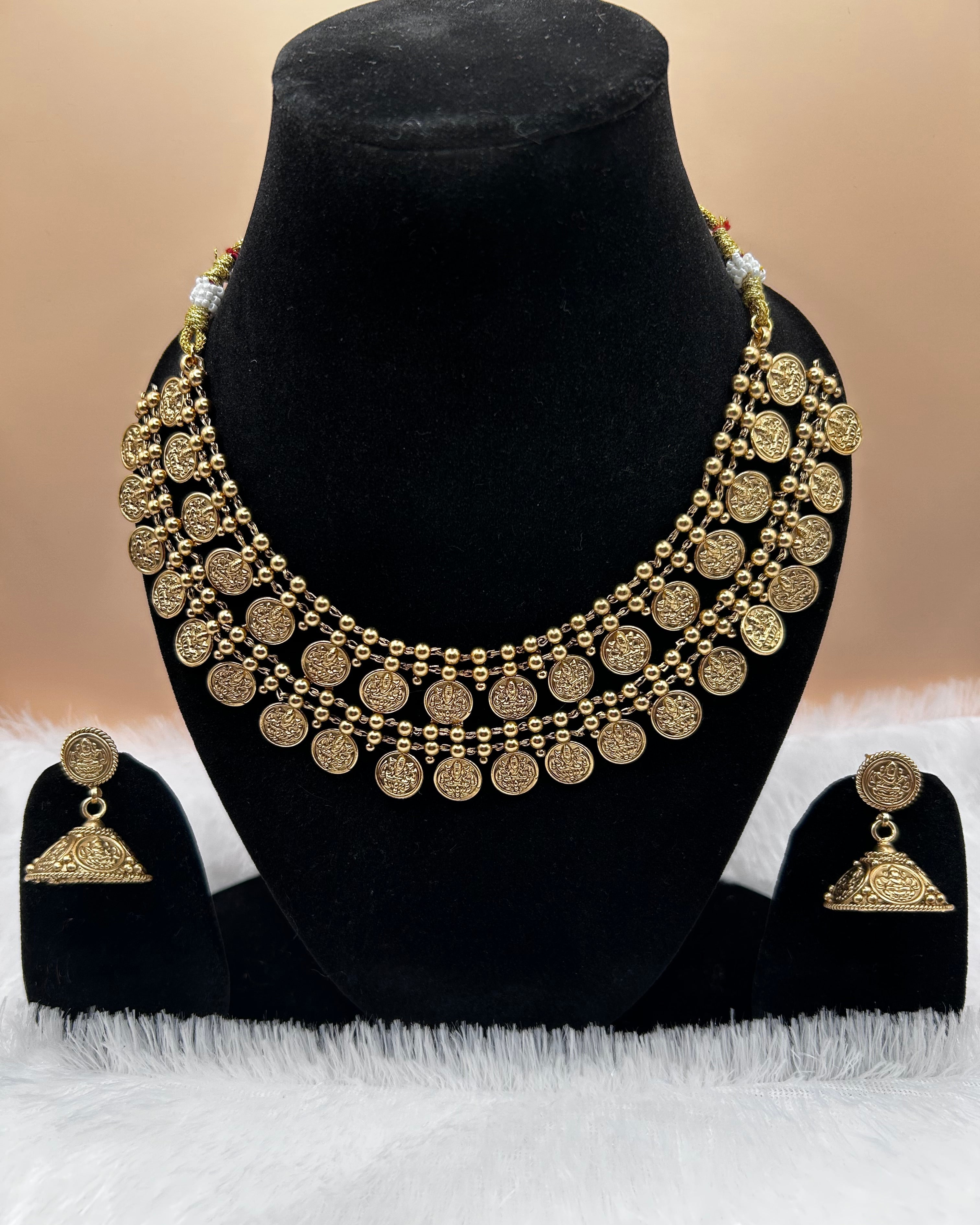Three-Layer Antique Kasu Necklace NK-038