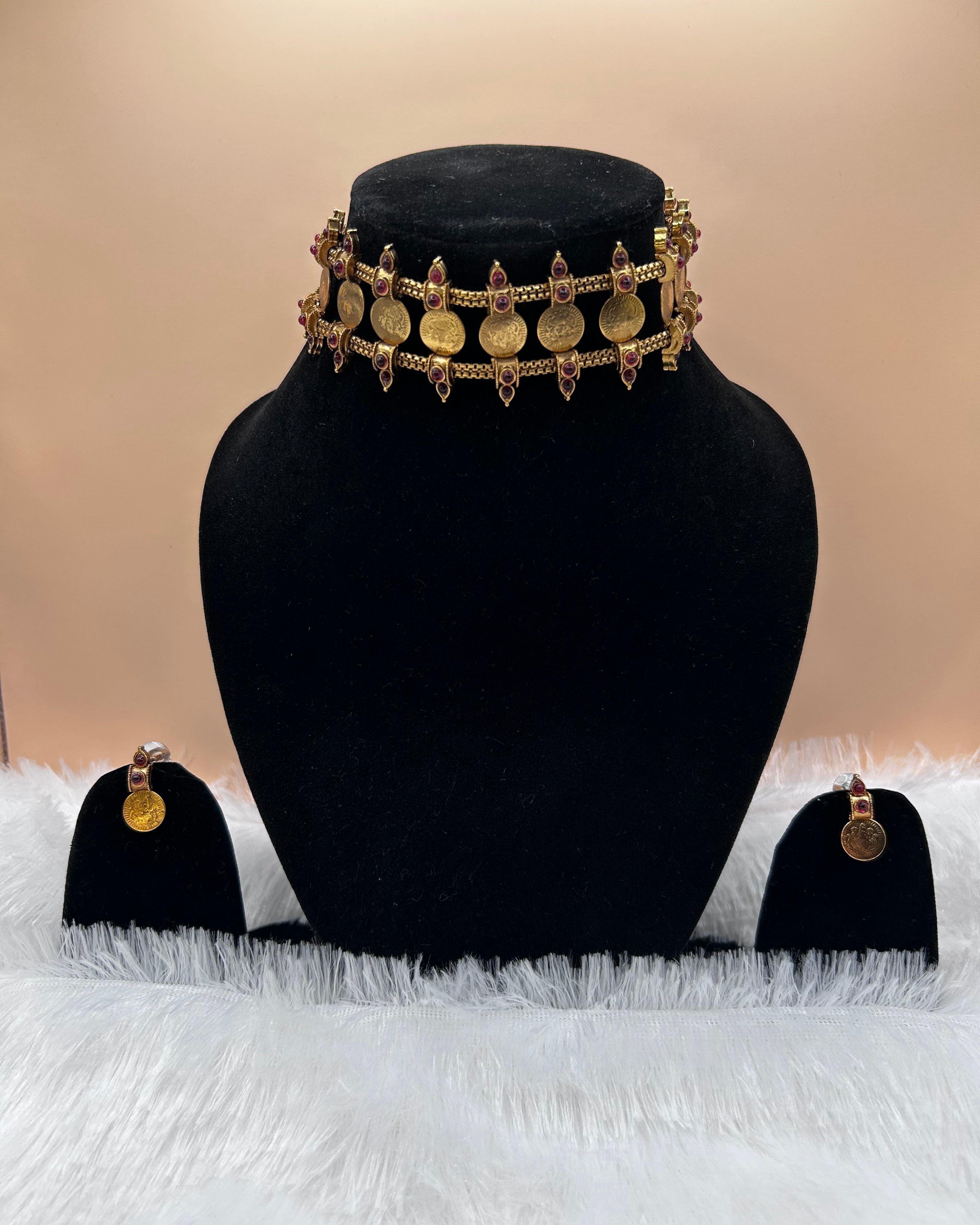 Double Row Ruby Kasu Choker NK-058