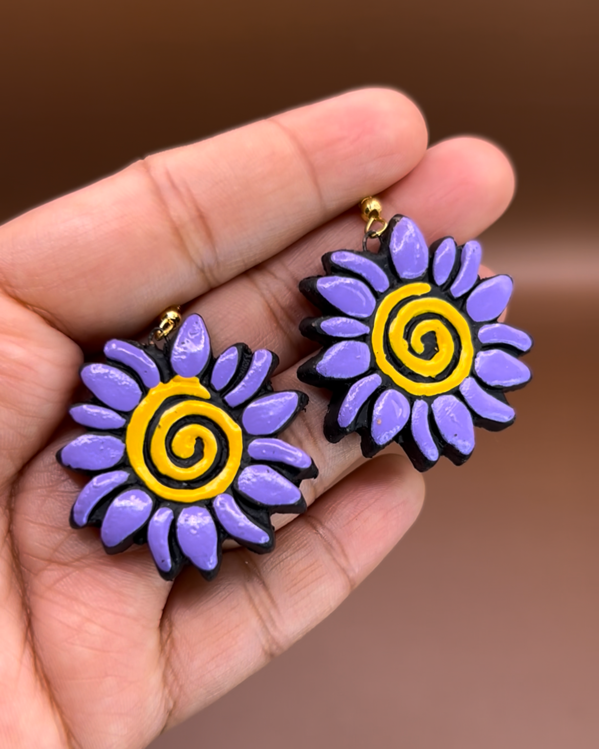 Handcrafted Floral Terracotta Dangle Earrings ET-003