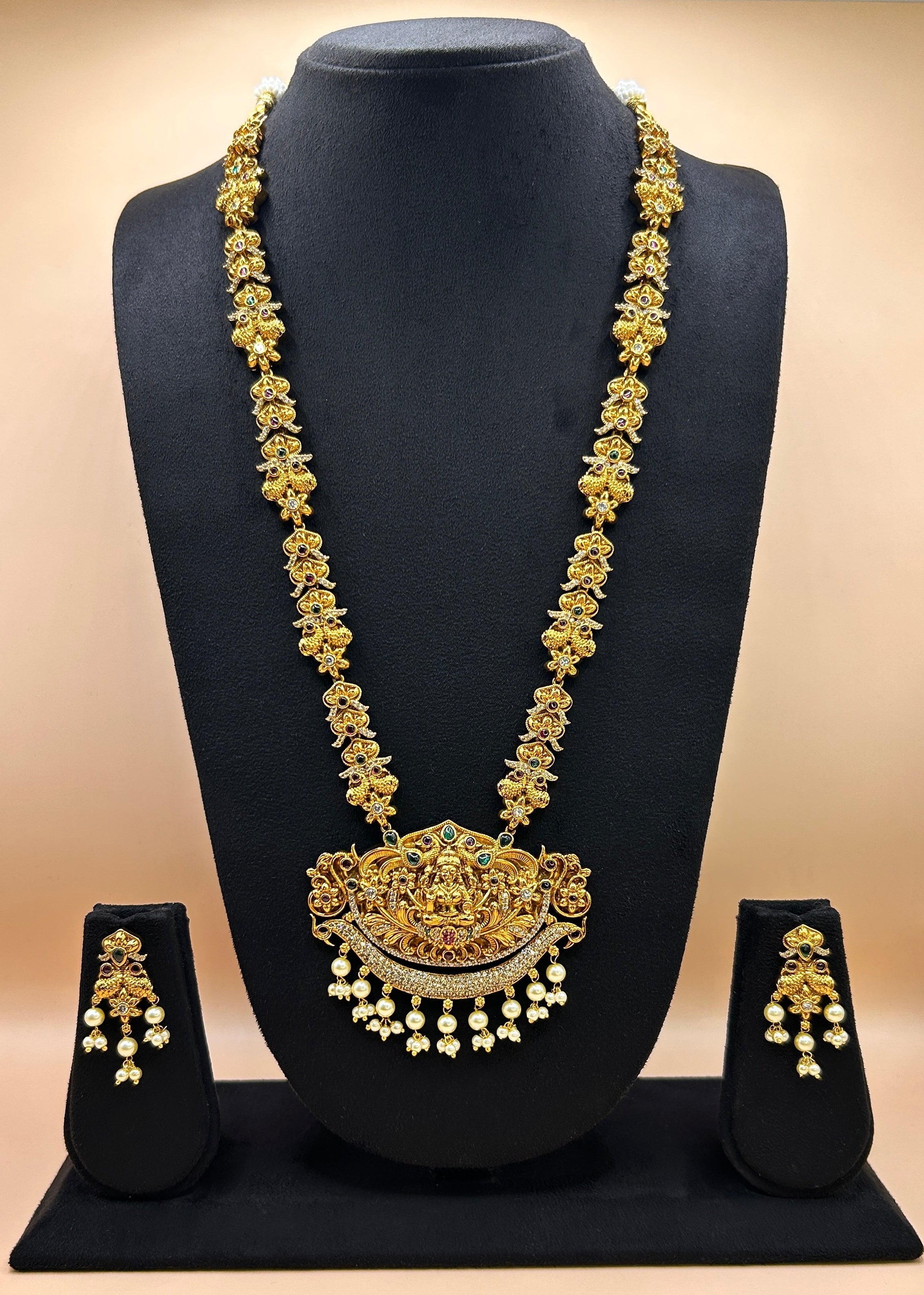 Swinging moon Lakshmi peacock temple bridal Haram NK-002