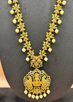 Antique gold Lakshmi peacock floral long bridal Haram NK-011