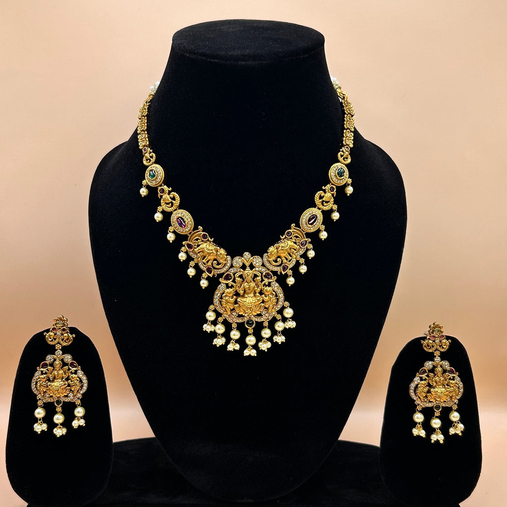 Divine Gaja Lakshmi antique peacock necklace