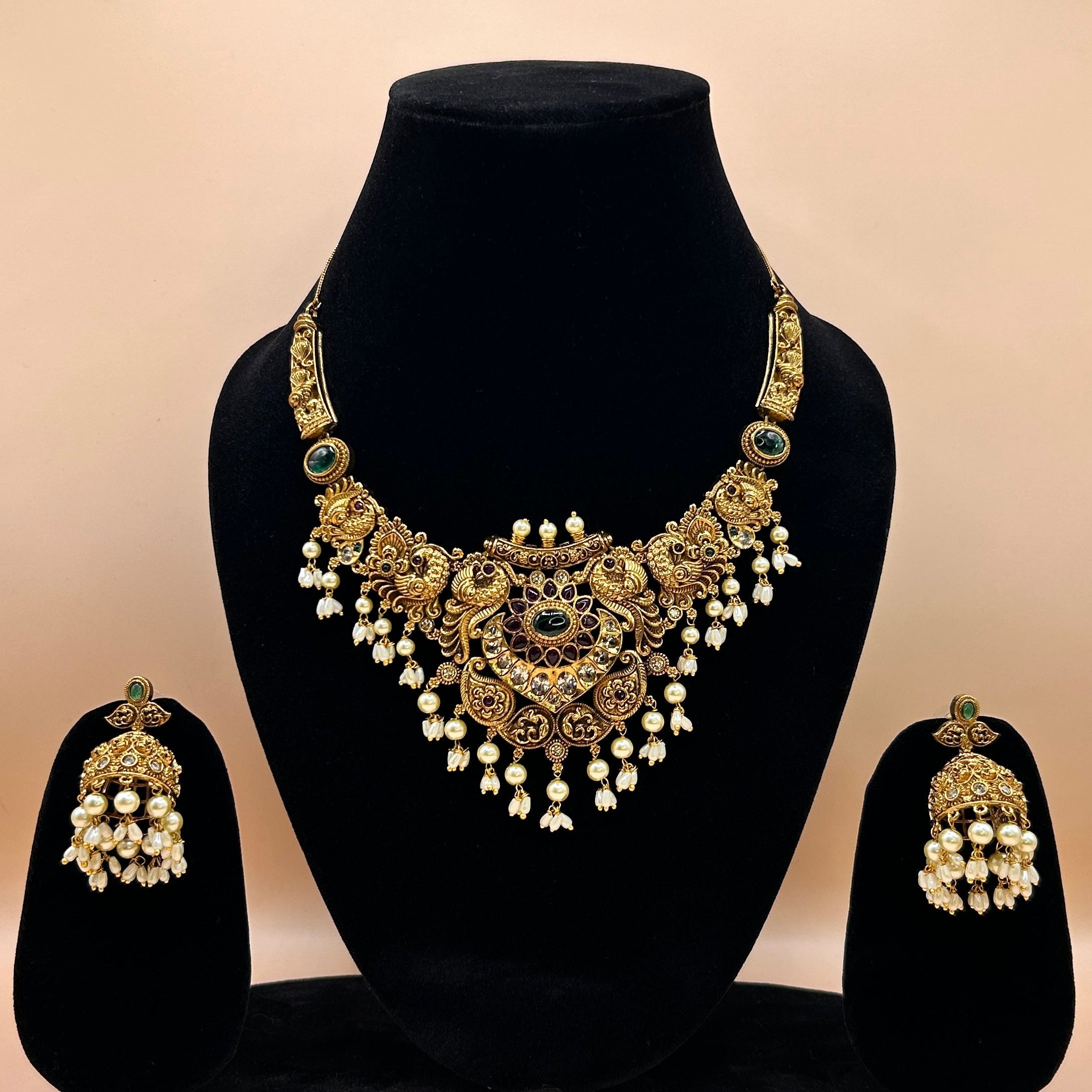 Antique gold peacock jewelry set NK-019