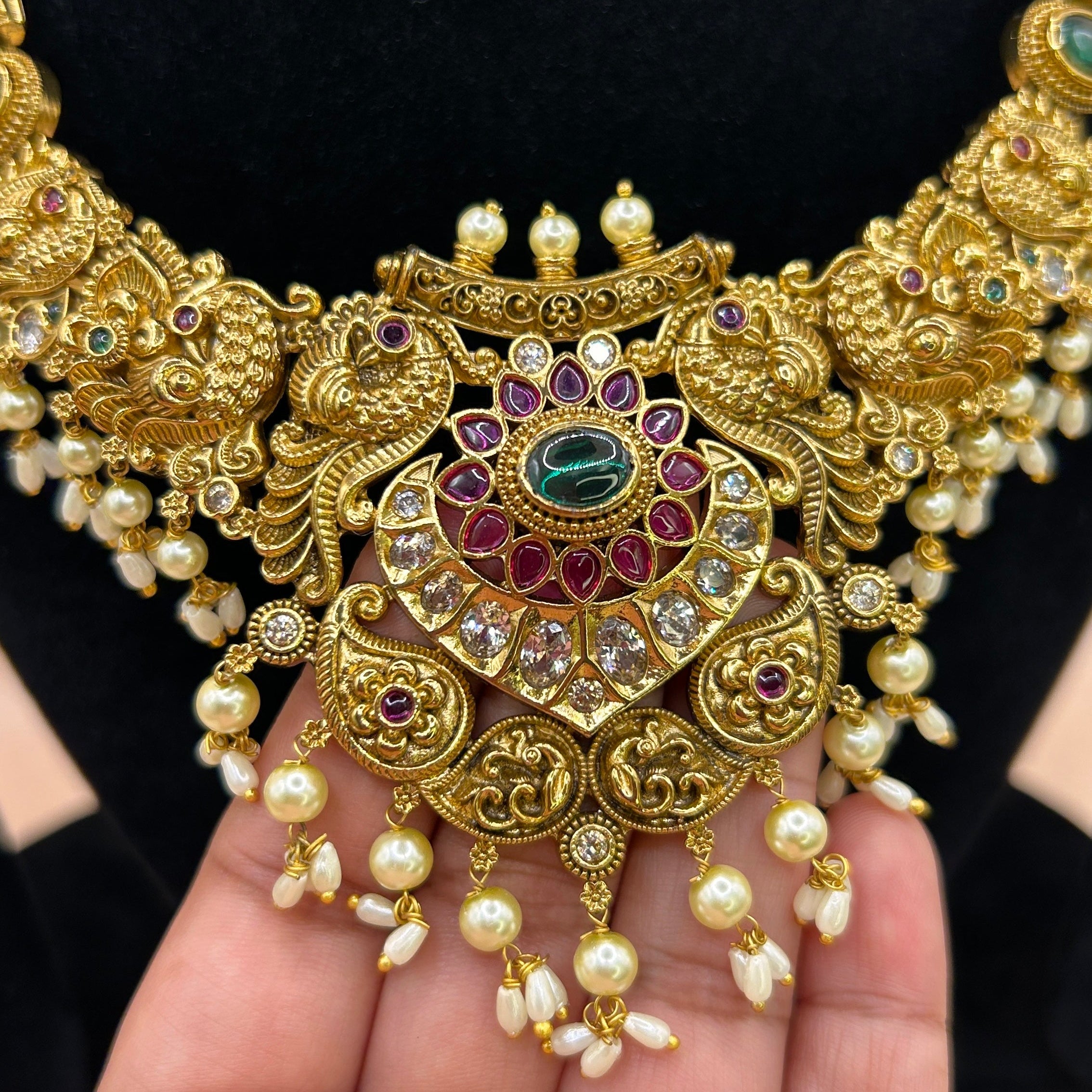 Antique gold peacock jewelry set NK-019