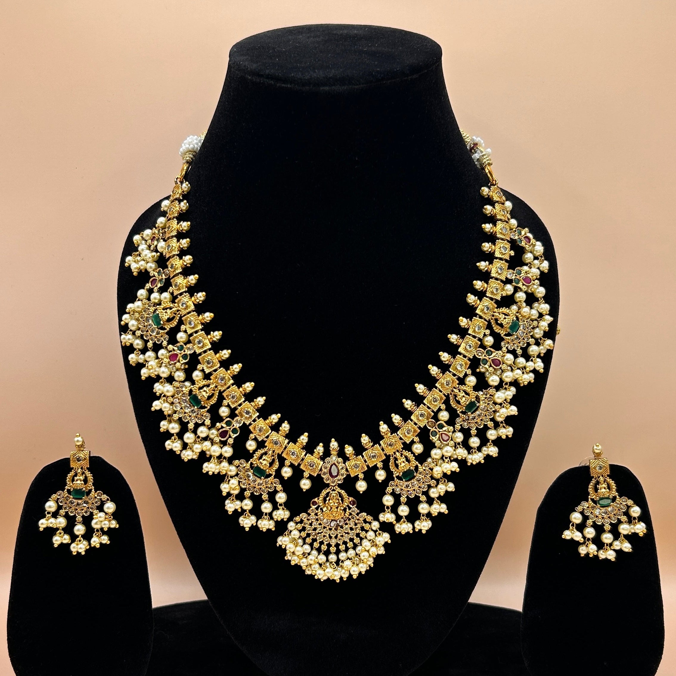 Antique Gold Guttapusalu Pearl Set NK-004