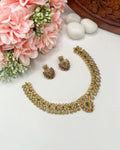 Gold-toned ruby emerald necklace set NK-015