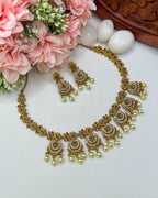Antique Moon Motif Pearl Necklace NK-027