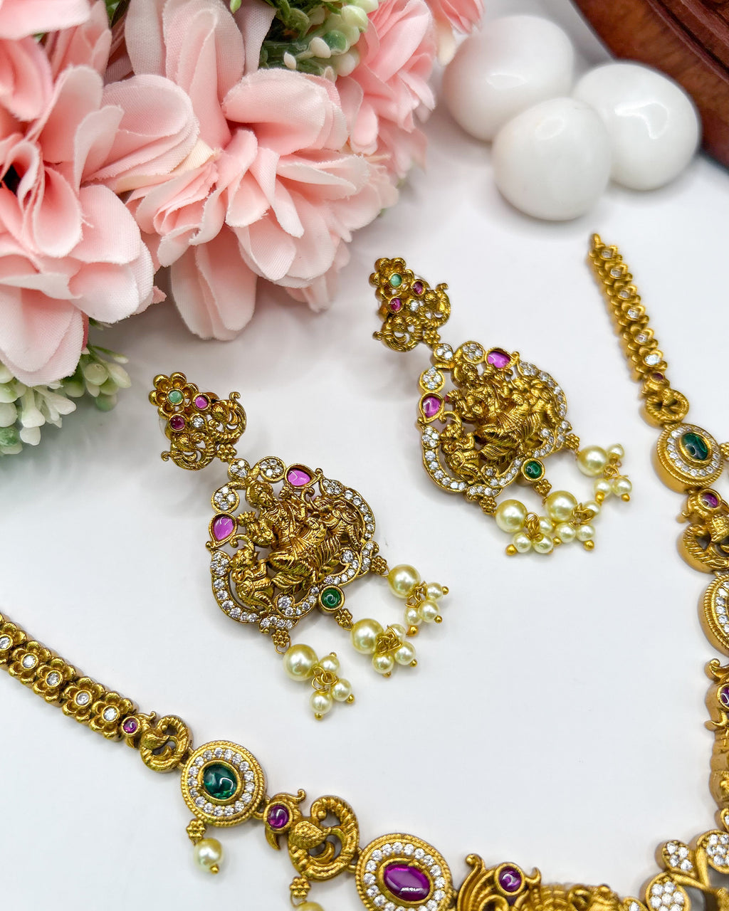 Divine Gaja Lakshmi antique peacock necklace