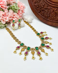 Elegant emerald and ruby floral necklace Nk-023