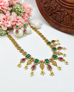 Elegant emerald and ruby floral necklace Nk-023