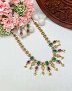 Elegant emerald and ruby floral necklace Nk-023