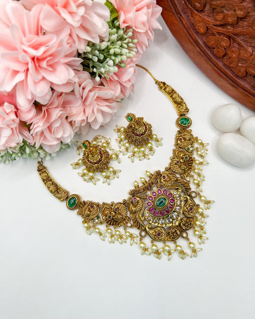 Antique gold peacock jewelry set NK-019