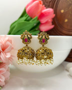 Vintage Kundan Dome Pearl Jhumka ER-007