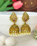 Traditional Peacock Jhumka with pearl drop ER-002