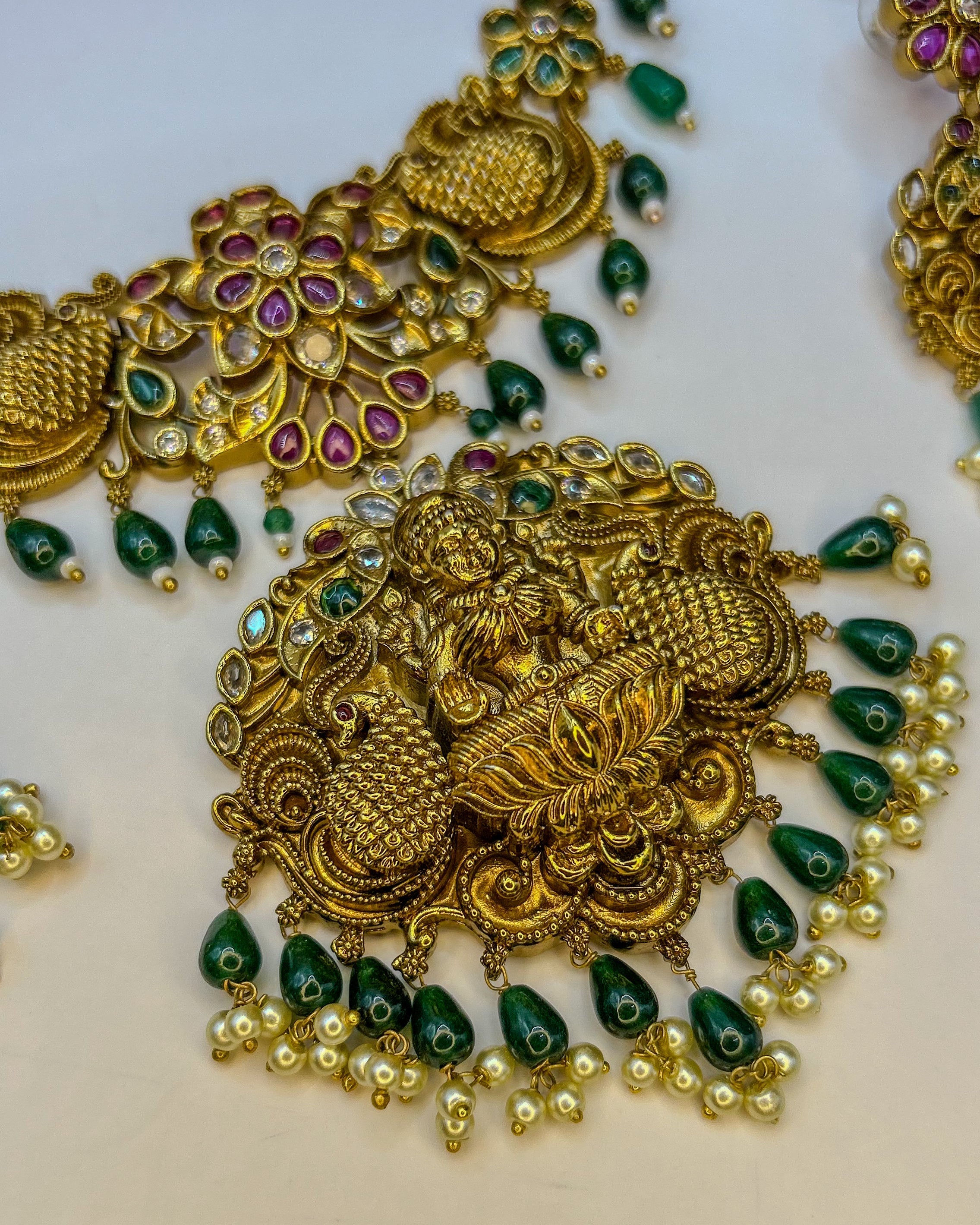 Antique Temple Lakshmi peacock set NK-016