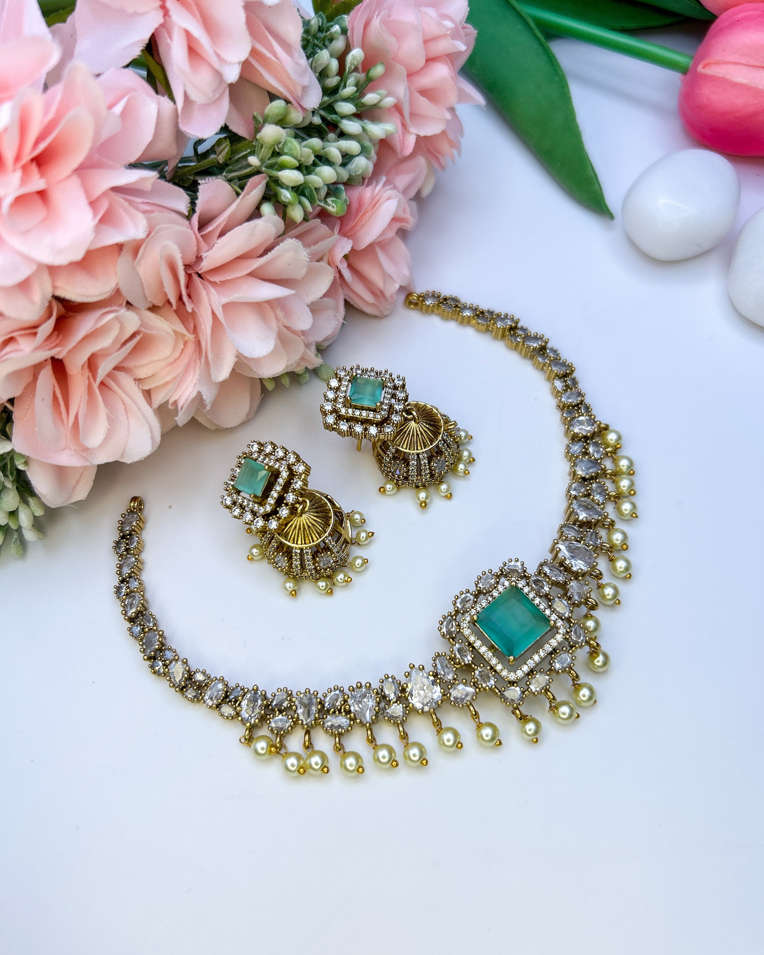5-in-1 AD emerald necklace set NK-050