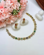 Multicolor Pastel Floral Stone Necklace NK-043