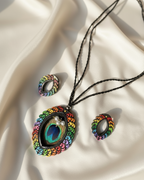 Rainbow peacock feather terracotta set TR-004