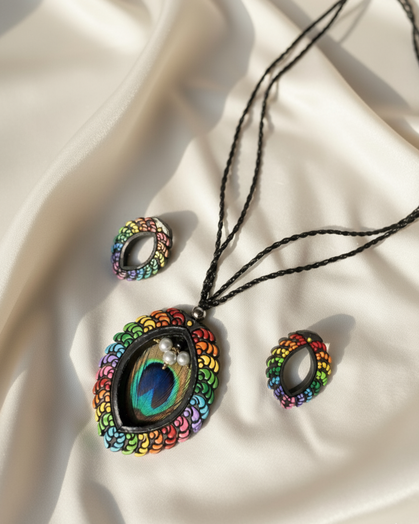 Rainbow peacock feather terracotta set TR-004