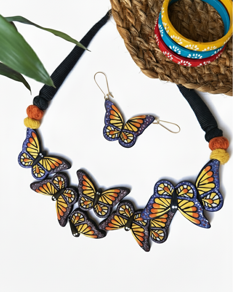 Vibrant butterfly terracotta jewelry set TR-020 & TR-021