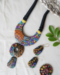 Vibrant hand-painted multicolored jewelry set TR-022 & TR-023