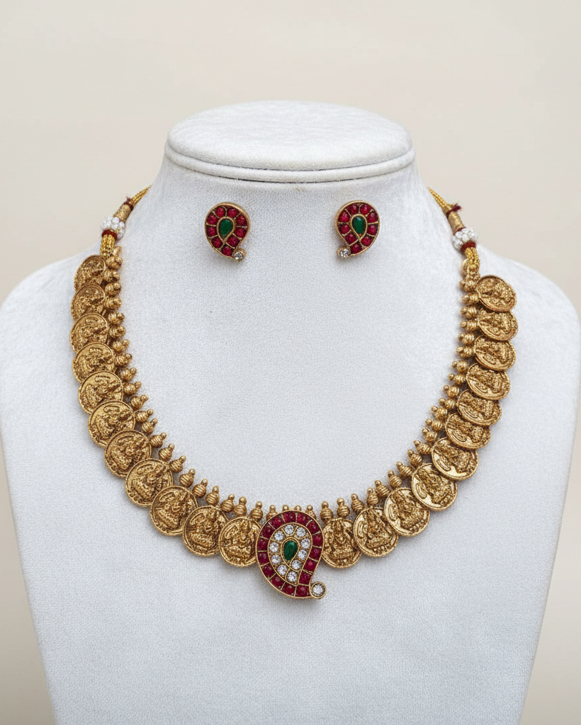 Antique Gold Lakshmi Kasu Necklace