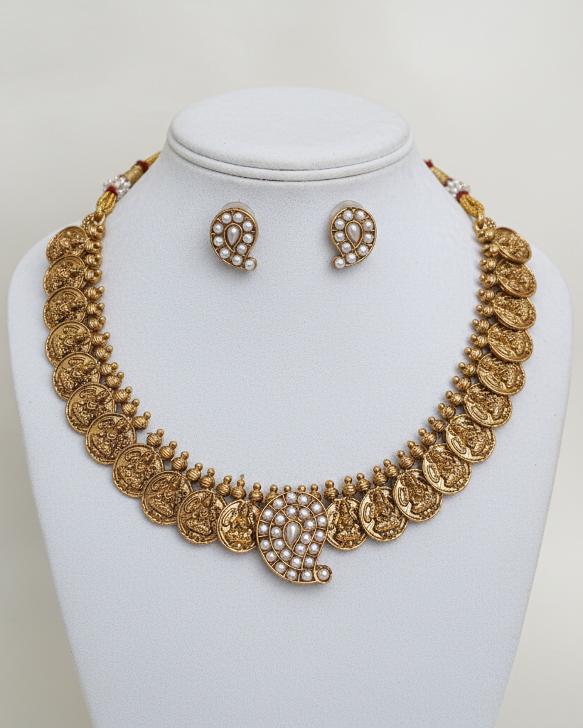 Antique Lakshmi Pearl Coin Necklace