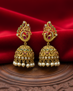 Traditional Peacock Jhumka with pearl drop ER-002