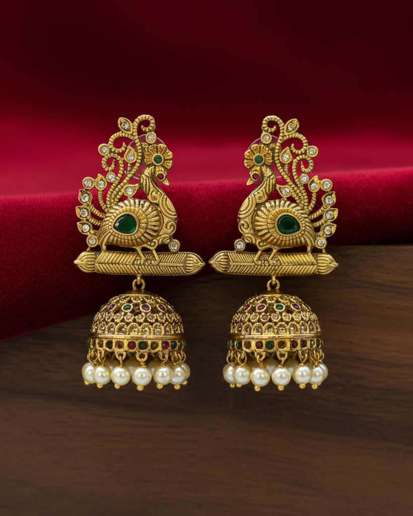 Regal Peacock Silhouette Drop Earrings ER-006