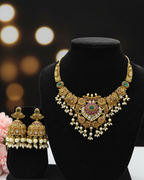 Antique gold peacock jewelry set NK-019