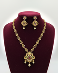 Traditional gold-finish peacock jewelry set NK-021