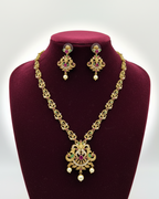 Traditional gold-finish peacock jewelry set NK-021