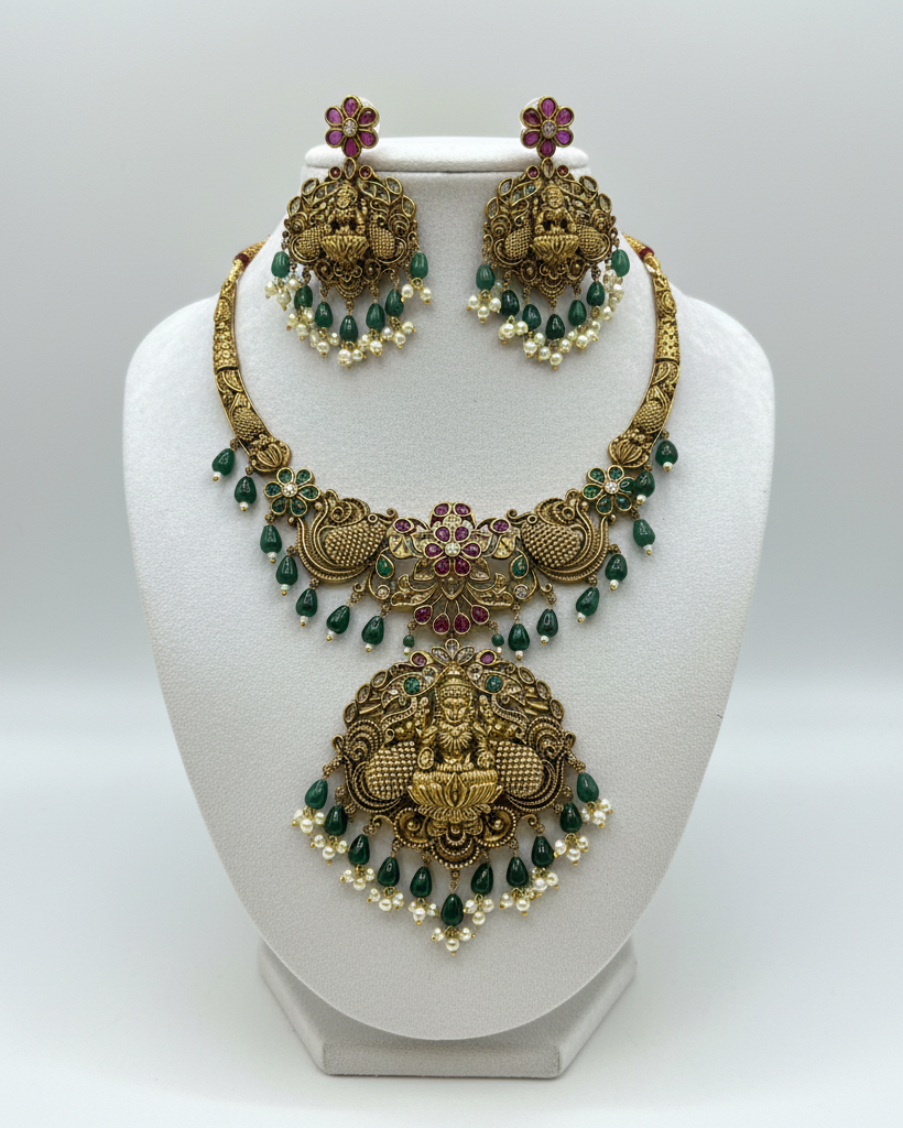 Antique Beautiful Temple Lakshmi peacock set NK-016