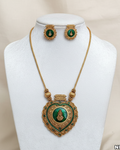 Lakshmi Green Heart Pendant Necklace Set NK-062