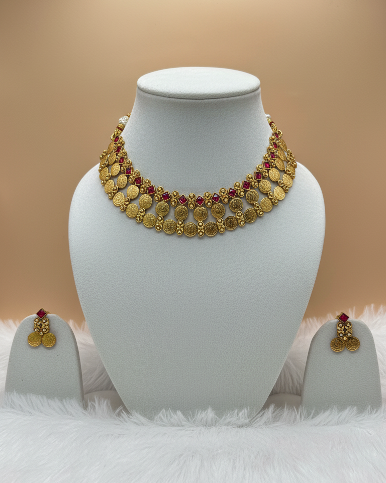 Double Layer Ruby Kasu Necklace NK-066